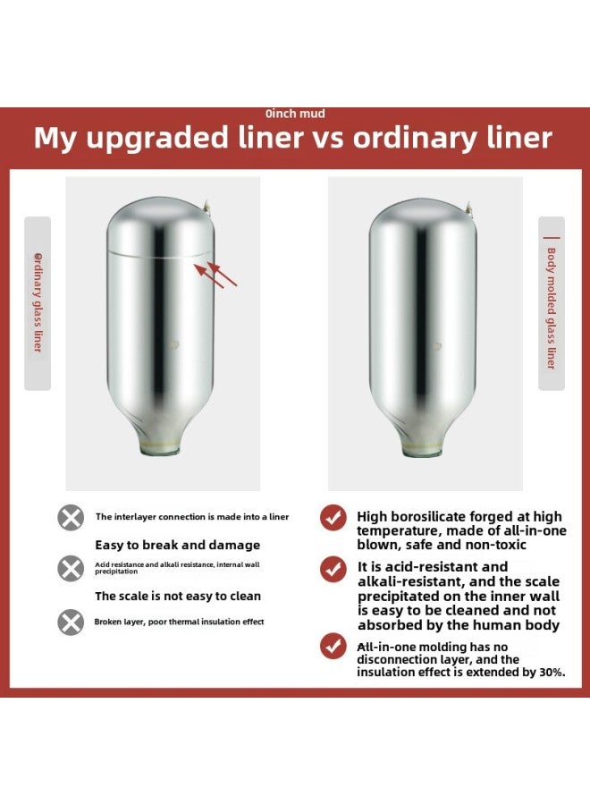 Stainless Steel Shell Glass Liner Large Capacity Thermos Thermos Thermos Thermos Household Thermos Bottle Wholesale-Color:3.2l Separate Inner Tank Upgraded Integrated Liner-Capacity:End From: 00:59  - Image 3