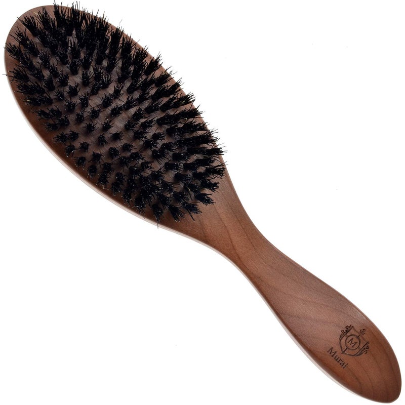 Murai By Giorgio GM6F Oval Cherrywood Facial Brush  Exfoliating Boar Bristle Brush for Beard Grooming and Hair Care