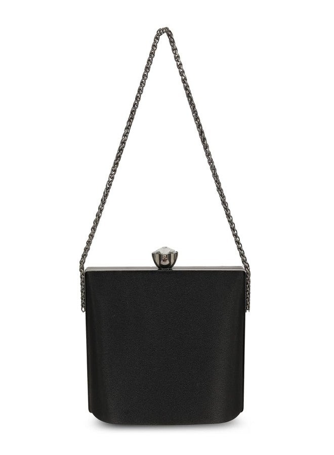 Metro Women's Black Stylish Faux Leather Party Clutch (38-134) - Image 4