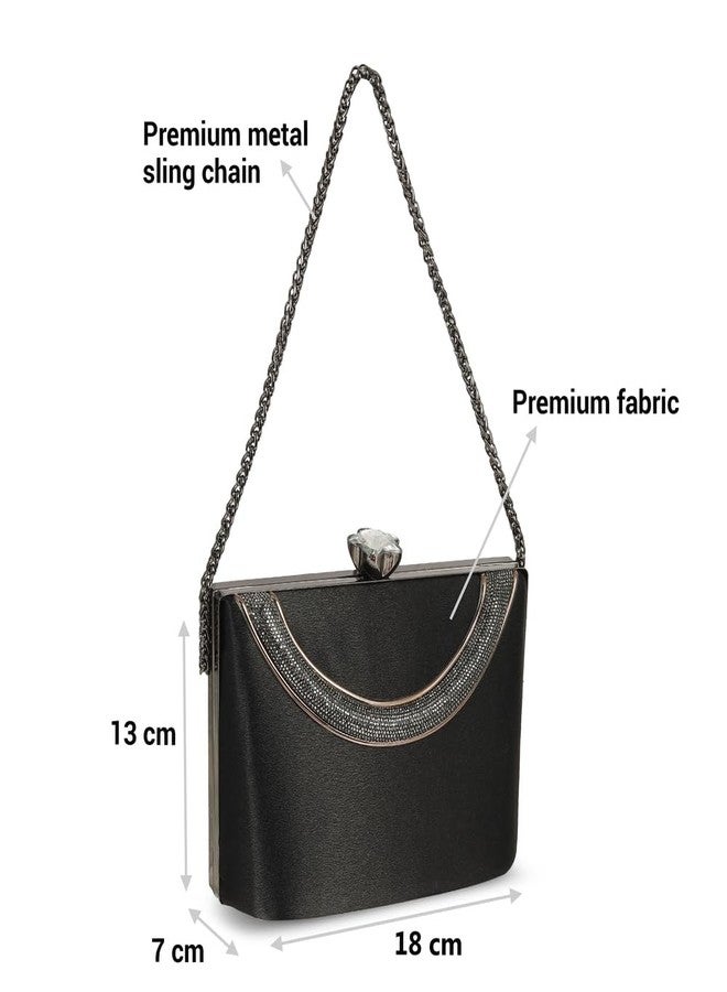 Metro Women's Black Stylish Faux Leather Party Clutch (38-134) - Image 3