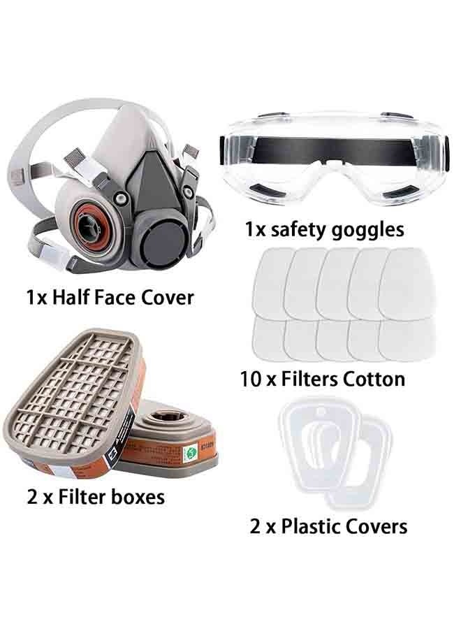 Reusable Respirator Mask with Safety Glasses – Half Face Cover with Dual Filters – Comfortable Silicone Seal, Anti-Fog Goggles for Painting, Welding, Polishing, Woodworking, and Work Safety(Medium) - Image 2