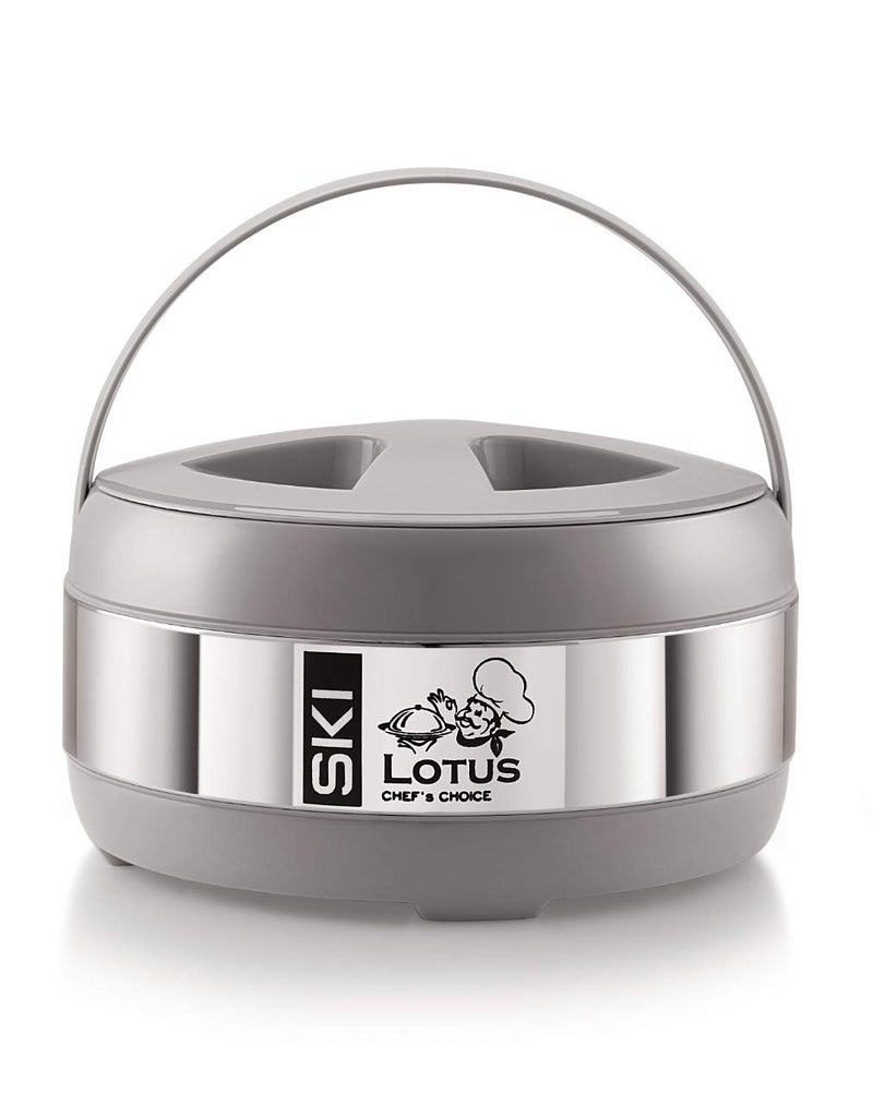 SKi Homeware SKI Lotus 1500 ml Steel Casserole Grey  - Image 5