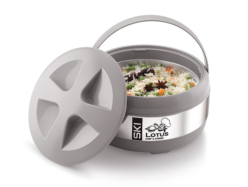 SKi Homeware SKI Lotus 1500 ml Steel Casserole Grey  - Image 1