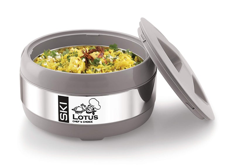 SKi Homeware SKI Lotus 1500 ml Steel Casserole Grey  - Image 4