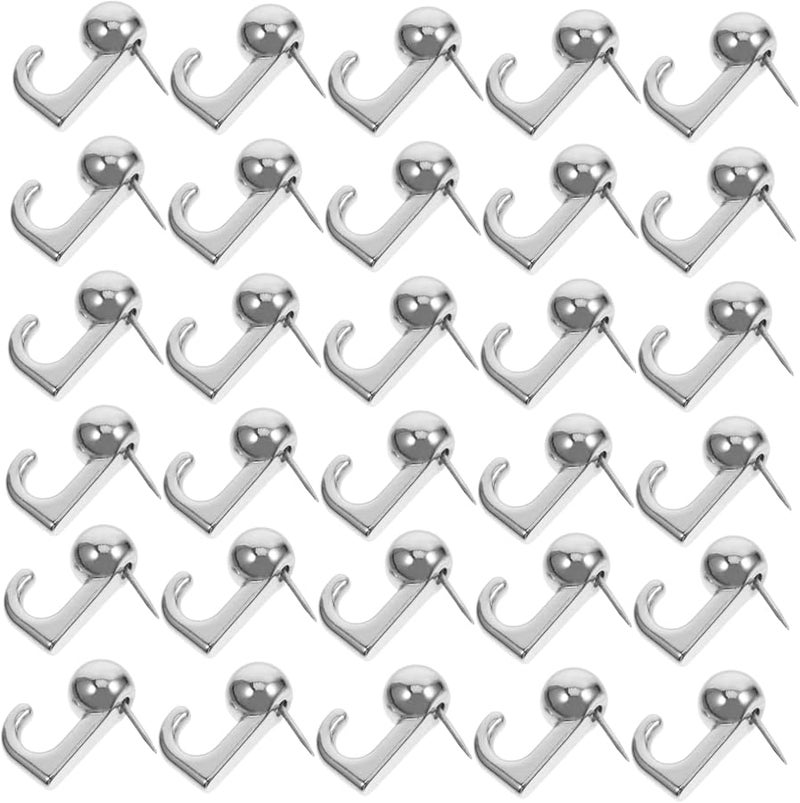 دبابيس معدنية دفع هوك 30 حزمة خطاطيف حائط للصور للمفاتيح الإطارات تنظيم المنزل والمكتب - Image 1