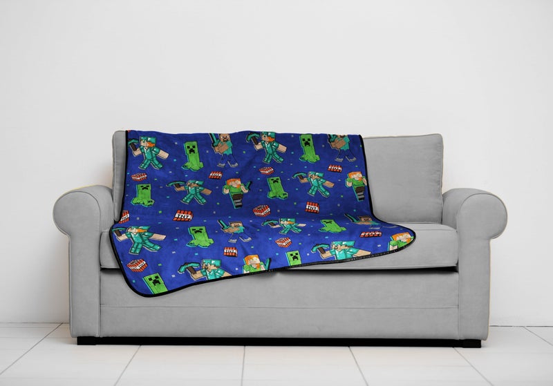 Jay Franco Minecraft Plush Throw Blanket - Measures 50 x 60 Inches - Kids Super Soft Blue Fleece Bedding, Features Creeper - Image 3