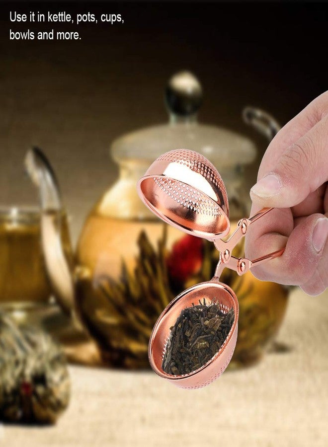 Haofy Tea Strainer, Stainless Steel Tea Filter, Tea Ball Infuser for Brewing Loose Leaf Tea and Mulling Spices Seasonings with Long Handle, Rose Gold - Image 4