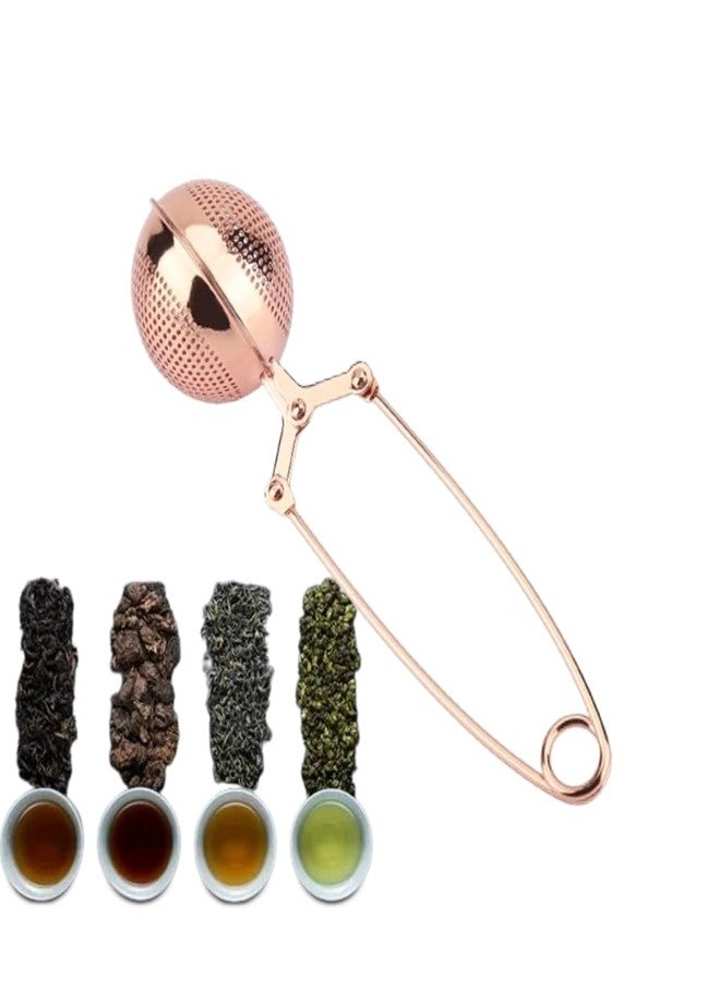 Haofy Tea Strainer, Stainless Steel Tea Filter, Tea Ball Infuser for Brewing Loose Leaf Tea and Mulling Spices Seasonings with Long Handle, Rose Gold - Image 2