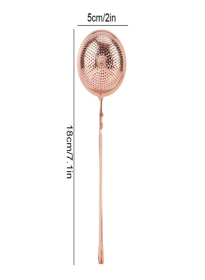 Haofy Tea Strainer, Stainless Steel Tea Filter, Tea Ball Infuser for Brewing Loose Leaf Tea and Mulling Spices Seasonings with Long Handle, Rose Gold - Image 3