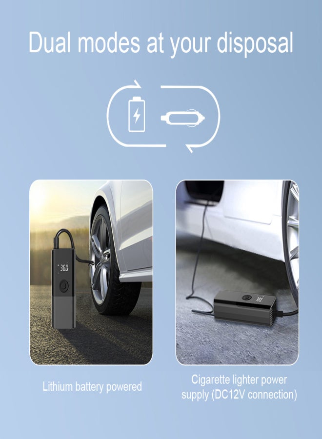 Portable Car Air Pump 150PSI Cordless Air Compressor Handheld Electric Tire Inflator with LED Light Support Power Bank/Auto-Off Function for Car Motorcycle Bicycle Tires Balls Built-in battery charging model - Image 2