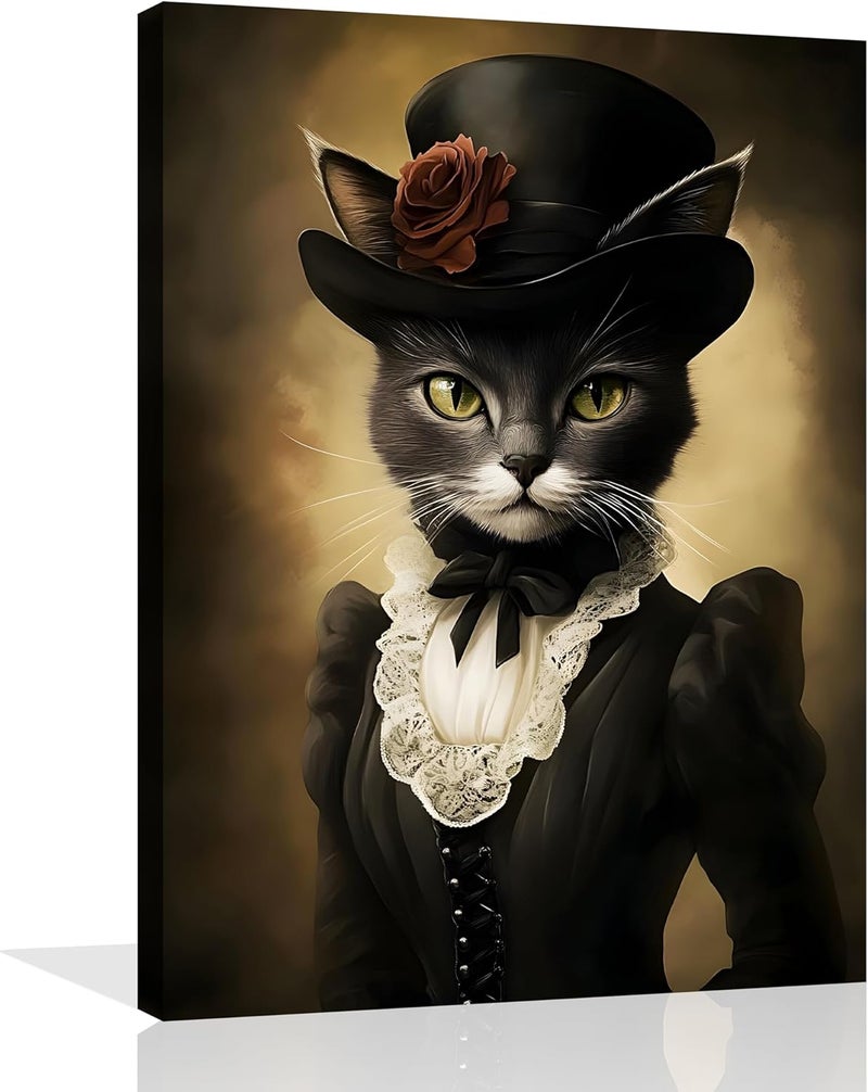 OWNANRTHM Gothic Lady Cat Wall Art - Image 1