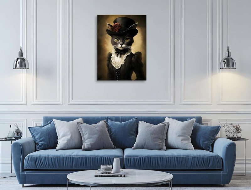 OWNANRTHM Gothic Lady Cat Wall Art - Image 4