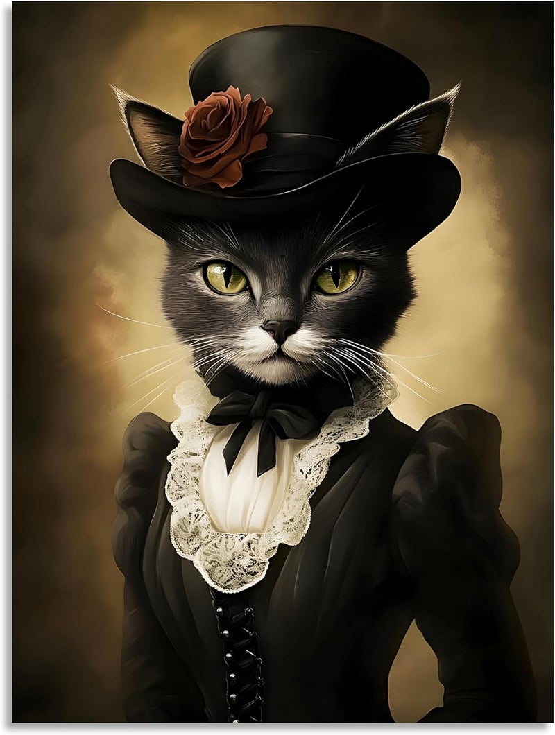 OWNANRTHM Gothic Lady Cat Wall Art - Image 2