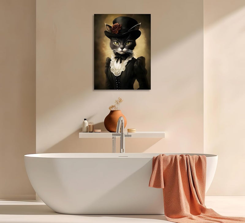 OWNANRTHM Gothic Lady Cat Wall Art - Image 5