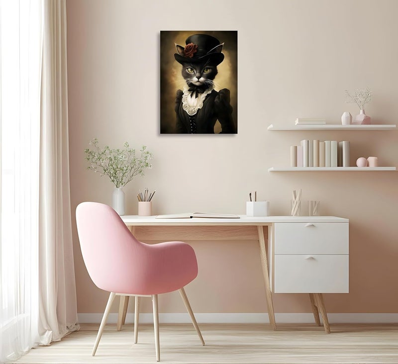 OWNANRTHM Gothic Lady Cat Wall Art - Image 3