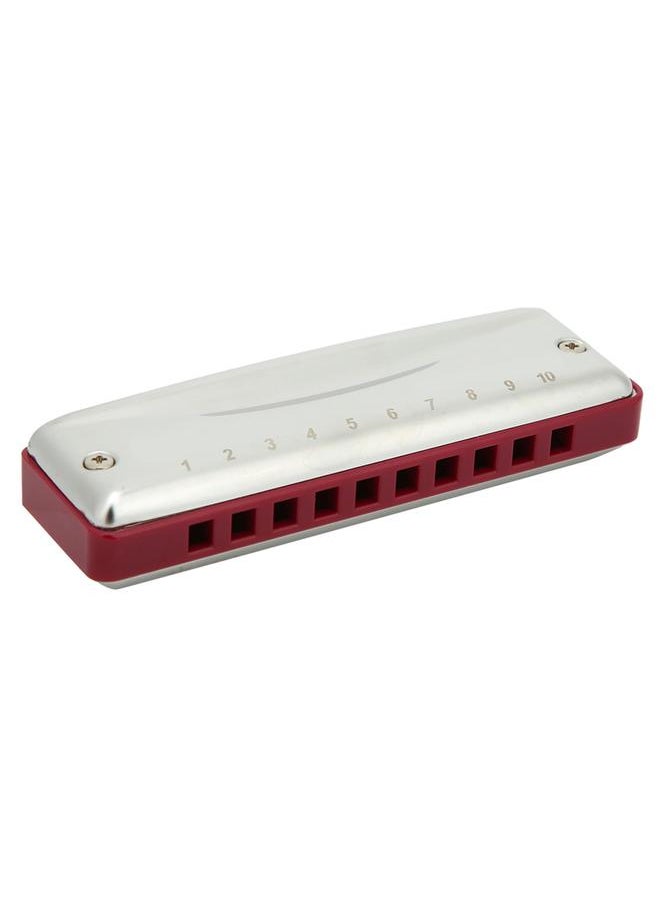 Thoraya Blues Harmonica 10‑Hole Mouthorgan C Key Stainless Steel Cover Small Cute Portable Gifts(Red )  - Image 2