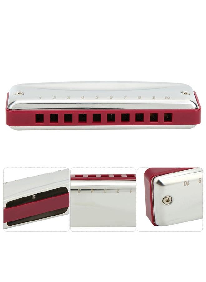 Thoraya Blues Harmonica 10‑Hole Mouthorgan C Key Stainless Steel Cover Small Cute Portable Gifts(Red )  - Image 5