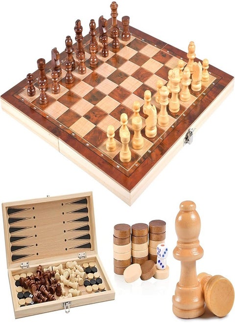 3 in 1 Portable Folding Chess Board Set, Portable Chess Board Set for Adults/Kids, Unique Chess Board Set (Large)