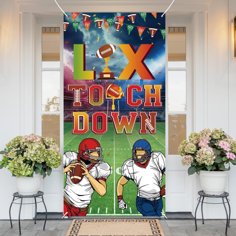 Yewfold Football Party Decorations 2026, Super Football Door Cover for Front Door, Sport Theme Banner Backdrop for Game Day, 35x71 Inch - Image 1