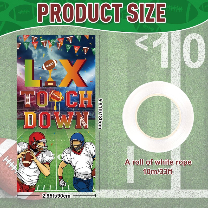 Yewfold Football Party Decorations 2026, Super Football Door Cover for Front Door, Sport Theme Banner Backdrop for Game Day, 35x71 Inch - Image 2