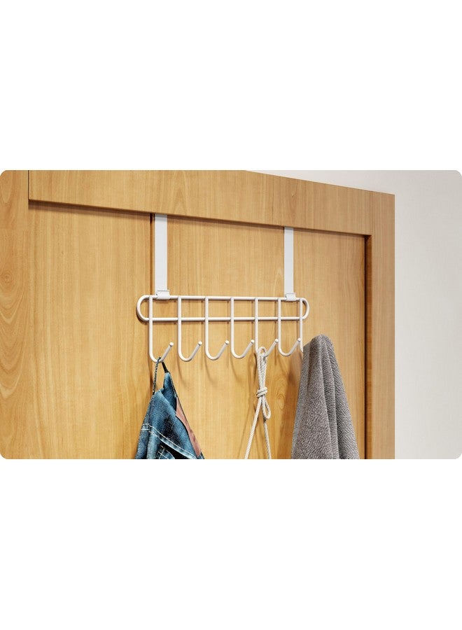 Amiraj Multi-Alloy Steel Over-The-Door Hook Hanger Rack | No Drilling Required, 7 Hooks for Bedroom, Bathroom & Kitchen Doors | Hanging Organizer, White (Pack of 1) - Image 1