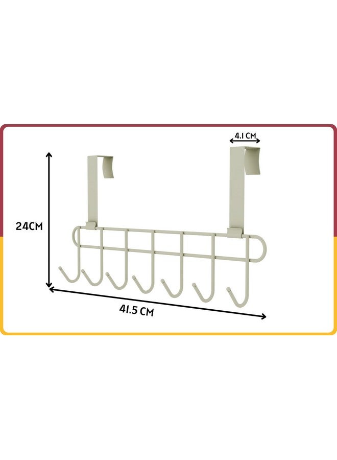 Amiraj Multi-Alloy Steel Over-The-Door Hook Hanger Rack | No Drilling Required, 7 Hooks for Bedroom, Bathroom & Kitchen Doors | Hanging Organizer, White (Pack of 1) - Image 4