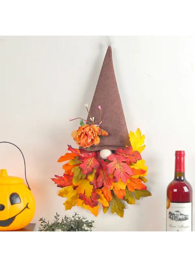 Maple Leaf Hat Wreath Autumn Thanksgiving Halloween Door Hanging Decoration Country Style Home Decor - Image 4