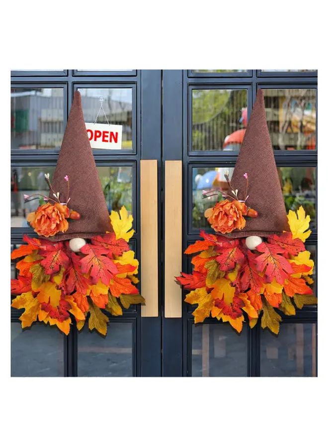 Maple Leaf Hat Wreath Autumn Thanksgiving Halloween Door Hanging Decoration Country Style Home Decor - Image 1