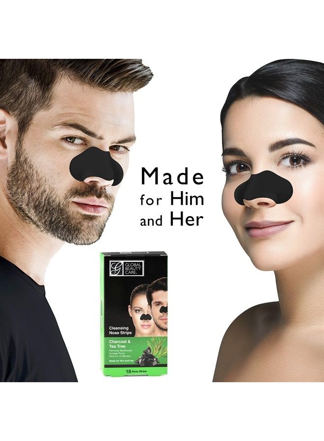 Global Beauty Care 18 Nose Cleansing Strips of Activated Charcoal & Tea Tree Nose Strips For Blackheads Removal Charcoal Blackhead Remover Strips - 18 Ct - Image 3