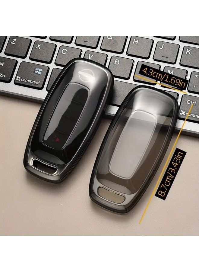 Transparent Black Car Key Cover Full Protection Remote Control Key Case Shell High End Fashion Simple For Nissan - Image 2
