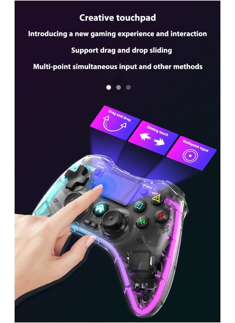 Lommyka - DualShock 4 Wireless Controller Bluetooth For Sony PlayStation 4 Multiple Connections Compatible With PS4 PS5 Switch PC Android IOS And Other Platforms RGB Ambient Light Controller  Black - Image 1