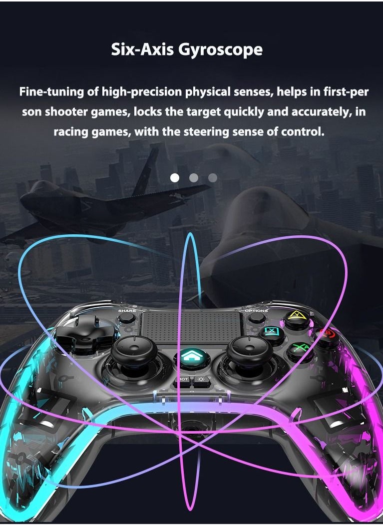 Lommyka - DualShock 4 Wireless Controller Bluetooth For Sony PlayStation 4 Multiple Connections Compatible With PS4 PS5 Switch PC Android IOS And Other Platforms RGB Ambient Light Controller  Black - Image 1