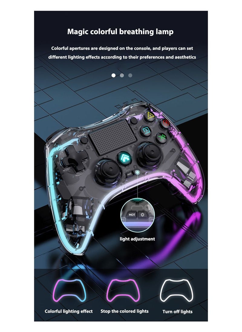 Lommyka - DualShock 4 Wireless Controller Bluetooth For Sony PlayStation 4 Multiple Connections Compatible With PS4 PS5 Switch PC Android IOS And Other Platforms RGB Ambient Light Controller  Black - Image 1