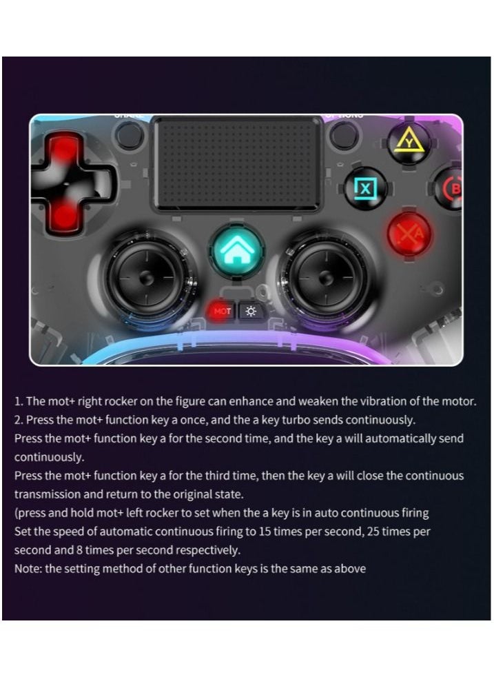 Lommyka - DualShock 4 Wireless Controller Bluetooth For Sony PlayStation 4 Multiple Connections Compatible With PS4 PS5 Switch PC Android IOS And Other Platforms RGB Ambient Light Controller  Black - Image 1