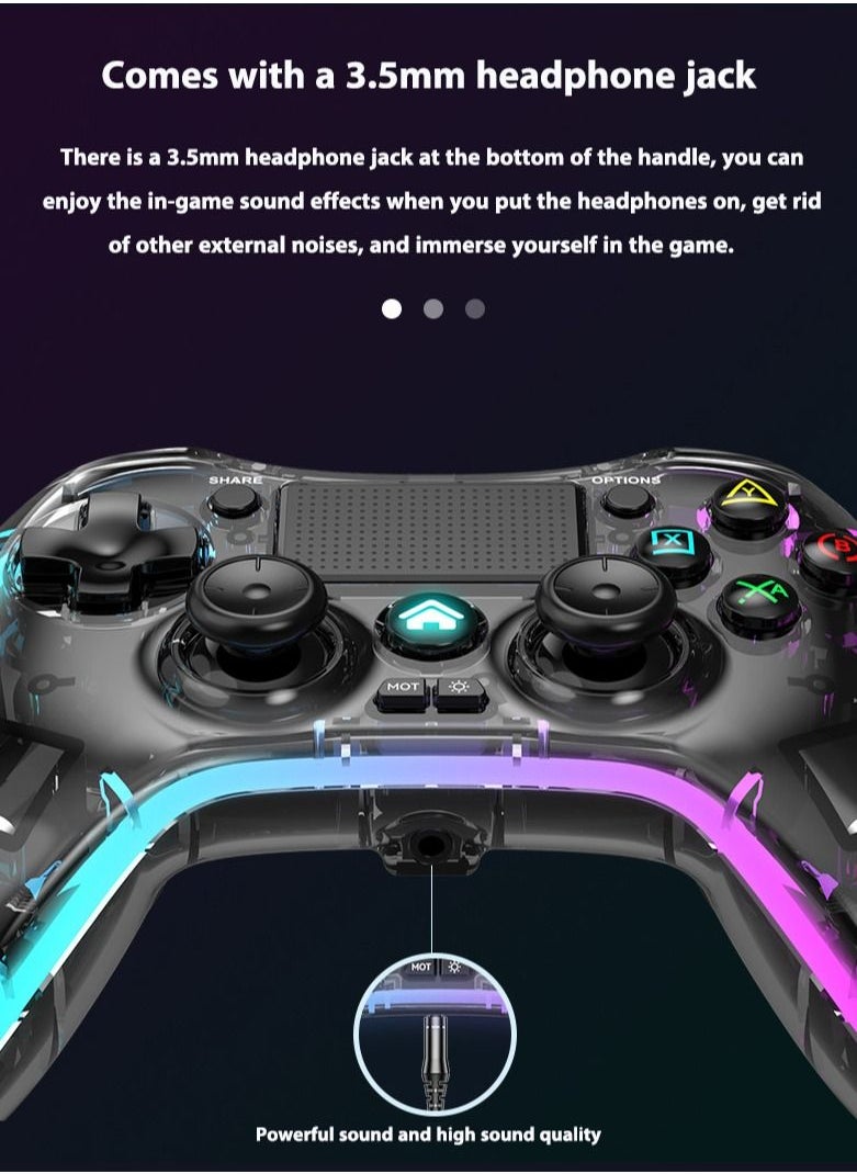 Lommyka - DualShock 4 Wireless Controller Bluetooth For Sony PlayStation 4 Multiple Connections Compatible With PS4 PS5 Switch PC Android IOS And Other Platforms RGB Ambient Light Controller  Black - Image 1