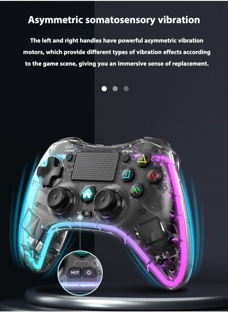 Lommyka - DualShock 4 Wireless Controller Bluetooth For Sony PlayStation 4 Multiple Connections Compatible With PS4 PS5 Switch PC Android IOS And Other Platforms RGB Ambient Light Controller  Black - Image 1