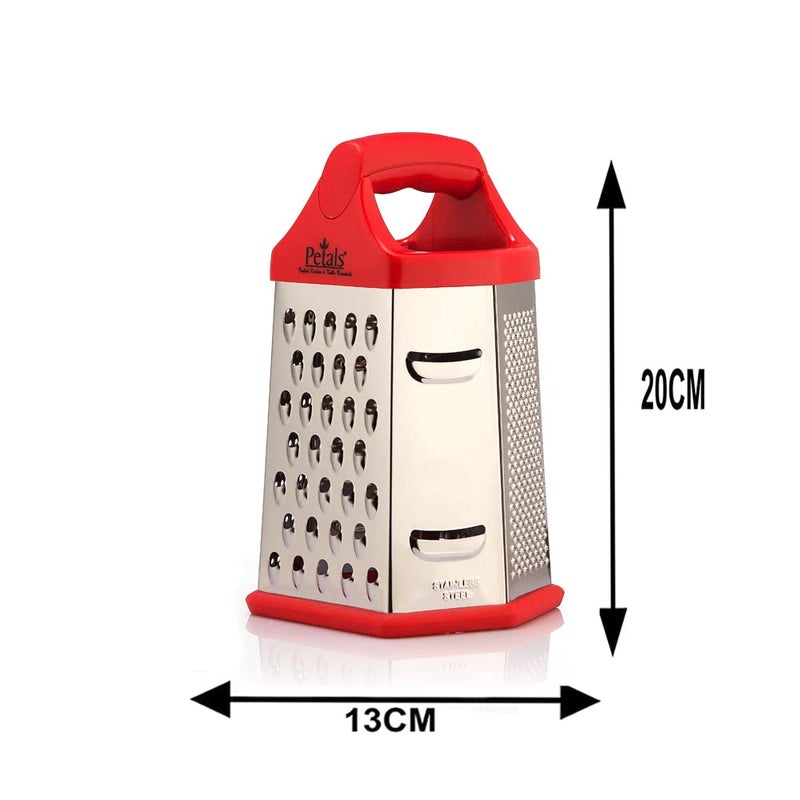 Petals 6Sided Stainless Steel Slicer Cheese Multi Vegetable Grater 20cm Red - Image 5