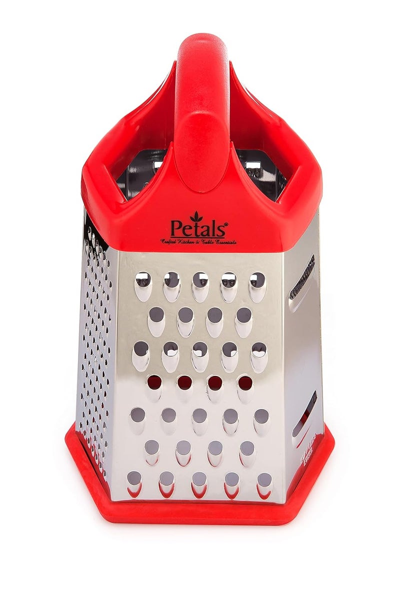 Petals 6Sided Stainless Steel Slicer Cheese Multi Vegetable Grater 20cm Red - Image 2