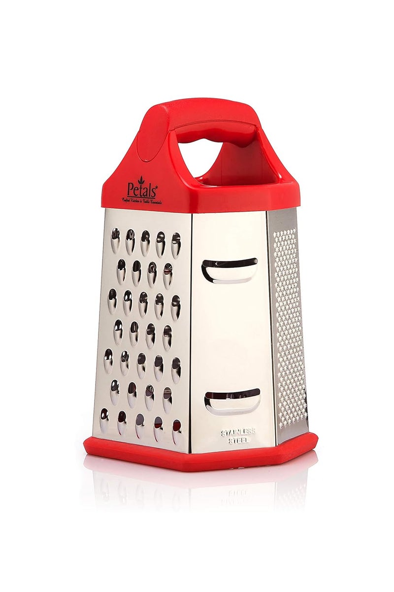 Petals 6Sided Stainless Steel Slicer Cheese Multi Vegetable Grater 20cm Red - Image 1