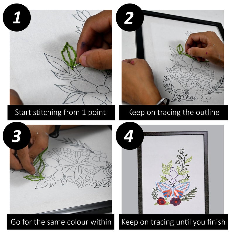 picknMAKE Framed Embroidery Kit for Beginners, Cross Stitch Embroidery Kit, Hand Embroidery Kit for Adults, DIY Home Decor Items for Living Room, Show Pieces for Home Decor, All Material Included - Image 4