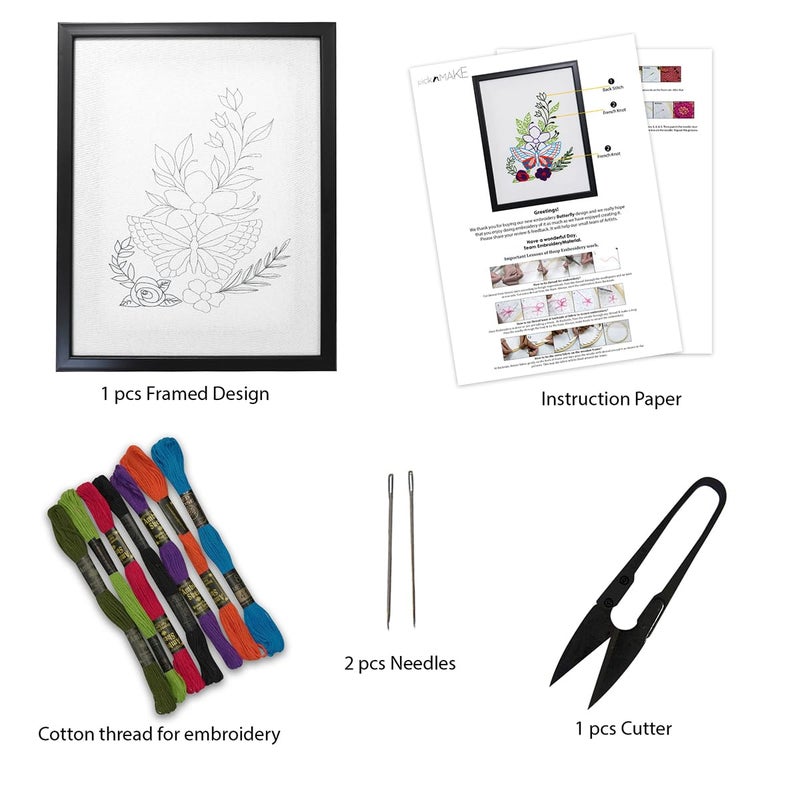 picknMAKE Framed Embroidery Kit for Beginners, Cross Stitch Embroidery Kit, Hand Embroidery Kit for Adults, DIY Home Decor Items for Living Room, Show Pieces for Home Decor, All Material Included - Image 3