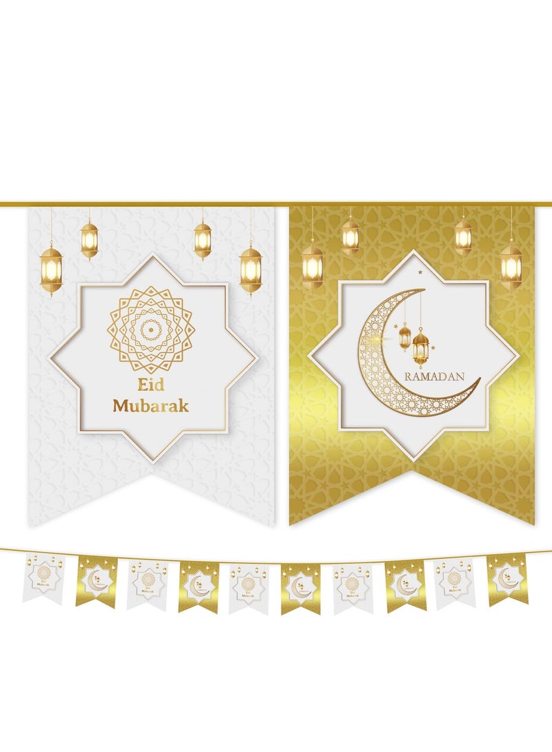 general Paper banners hanging with the words “Eid Mubarak Ramadan Kareem,” festive home decorations for Islamic celebrations and family gatherings - Image 3
