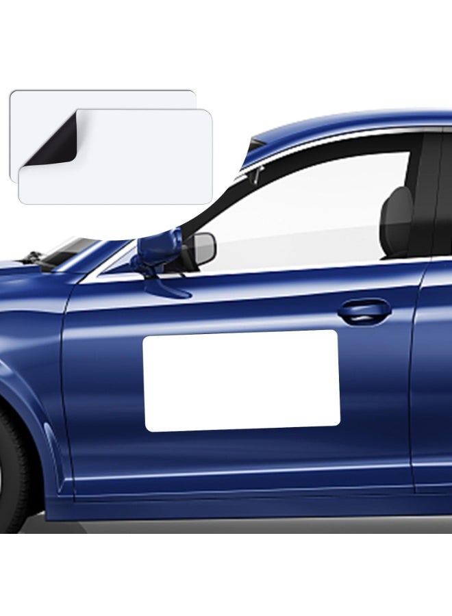 2-Pack Blank Magnetic Car Door Signs Rounded Corner White Flexible Magnet Sheet Stickers for Vehicle Advertising 61cm x 30.5cm - Image 1