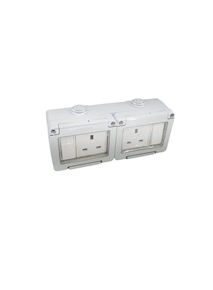 Outdoor Waterproof Weatherproof Switch Socket IP55 Grey (DOUBLE SOCKET UK-13A) - Image 2