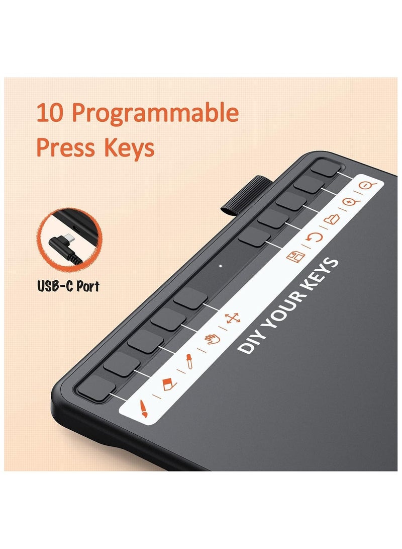 Ugee S640 Graphics Drawing Tablet 6.3 x 4 Inch – Digital Art Pad with Battery-Free Stylus, 8192 Pressure Levels, Tilt Support & 10 Express Keys for Mac, Windows, and Android - Image 3