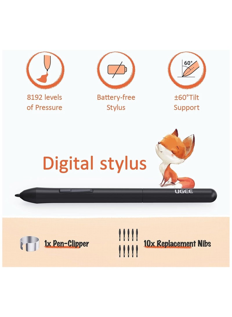 Ugee S640 Graphics Drawing Tablet 6.3 x 4 Inch – Digital Art Pad with Battery-Free Stylus, 8192 Pressure Levels, Tilt Support & 10 Express Keys for Mac, Windows, and Android - Image 2