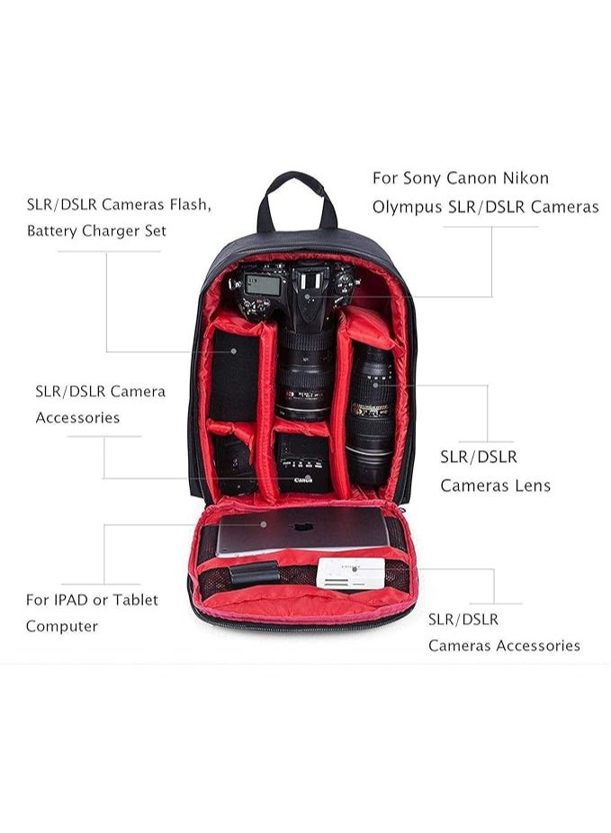 eWINNER Waterproof DSLR Camera Bag Shockproof Backpack Hiking Bag with Personalised Dividers Padded Camera Lens Flash Accessories Professional Storage Bag - Image 3