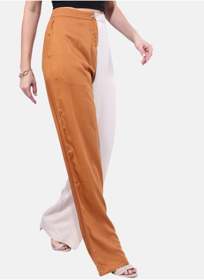 Freehand Women Flared Colourblocked Mid-Rise Pants  - Image 3