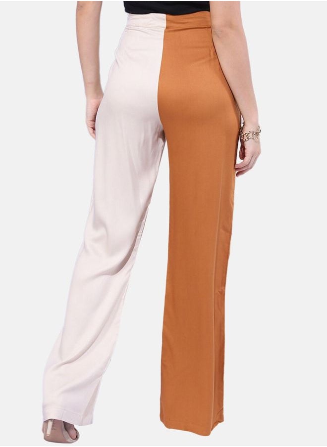 Freehand Women Flared Colourblocked Mid-Rise Pants  - Image 2