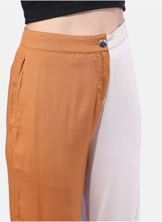 Freehand Women Flared Colourblocked Mid-Rise Pants  - Image 5